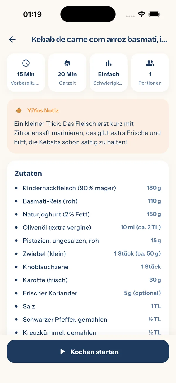 YiYo — Rezeptdetails: Dauer, Schwierigkeit und Zutaten