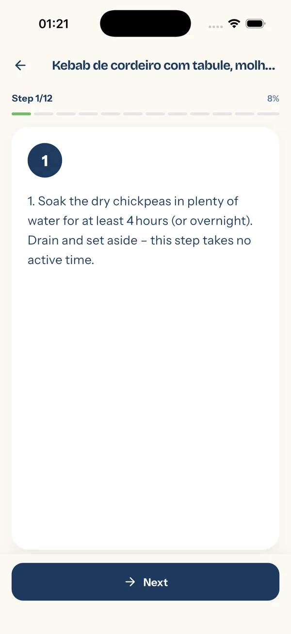 YiYo — step-by-step cooking screen