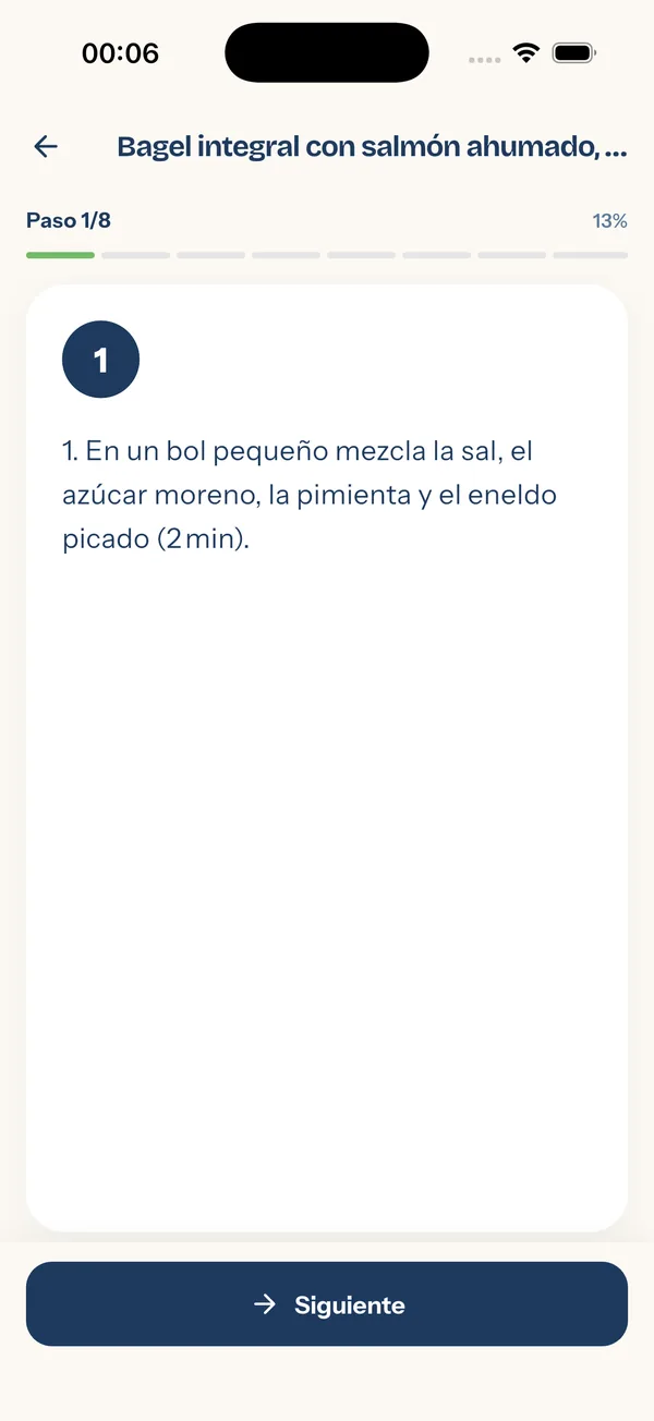 YiYo — pantalla de cocina paso a paso