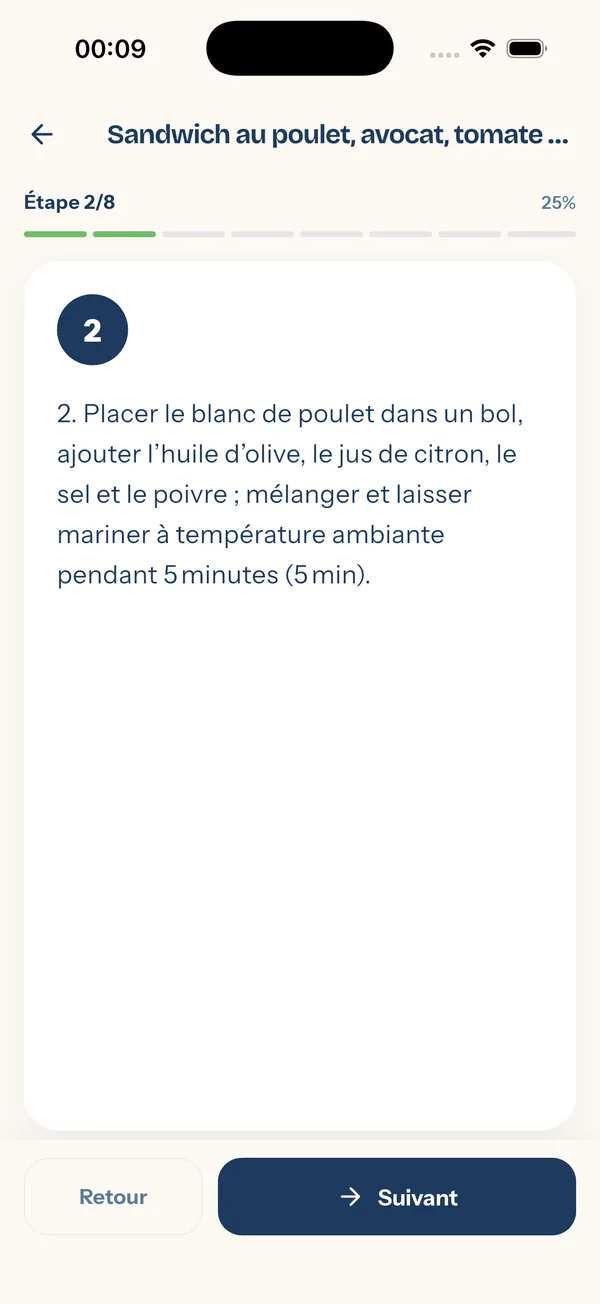 YiYo — écran de cuisine pas à pas