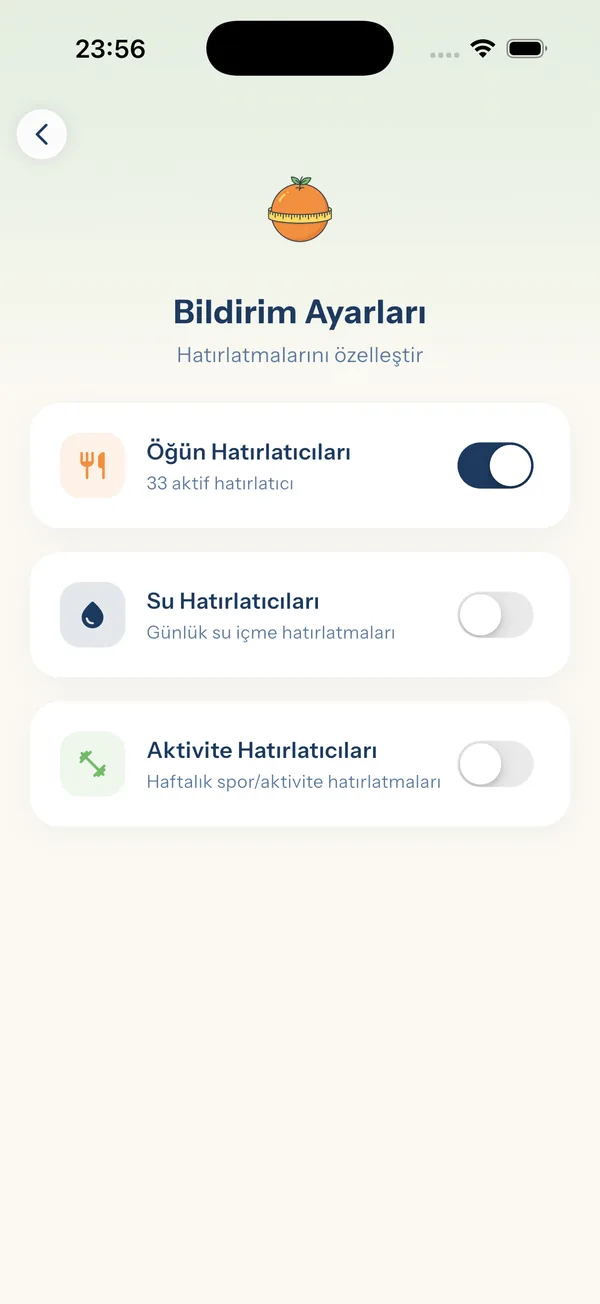 YiYo — bildirim ayarları ekranı